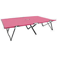 vidaXL Hopfällbar solsäng 2 pers rosa stål