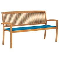 vidaXL Stapelbar trädgårdsbänk med dyna 159 cm massiv teak