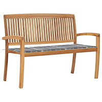 vidaXL Stapelbar trädgårdsbänk med dyna 128,5 cm massiv teak