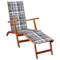 vidaXL Däckstol med fotstöd och dyna massivt akaciaträ
