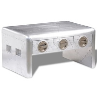 vidaXL Aviator Soffbord med 3 lådor Vintage flygplanstema