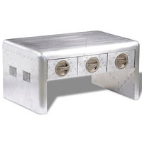 vidaXL Aviator Soffbord med 3 lådor Vintage flygplanstema
