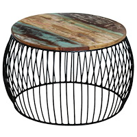 vidaXL Runt soffbord återvunnet massivt trä 68x37 cm