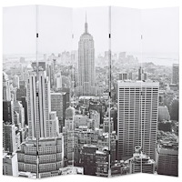 vidaXL Hopfällbar rumsavdelare New York i dagtid 200x170 cm svart/vit