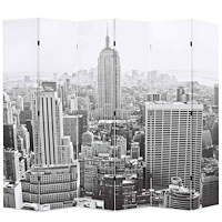 vidaXL Hopfällbar rumsavdelare New York i dagtid 228x170 cm svart/vit