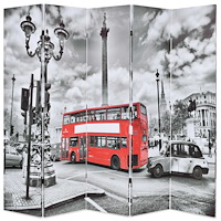 vidaXL Vikbar rumsavdelare Londonbuss 200x170 cm svart/vit