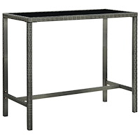 vidaXL Barbord för trädgård grå 130x60x110 cm konstrotting och glas