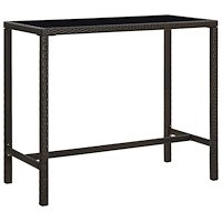 vidaXL Barbord för trädgård brun 130x60x110 cm konstrotting och glas