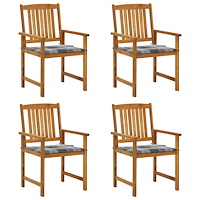 vidaXL Trädgårdsstolar med dynor 4 st massivt akaciaträ