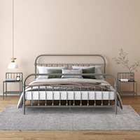 vidaXL Nattduksbord 2 st grå och svart metall och glas