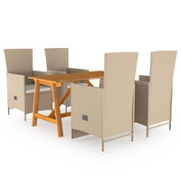 vidaXL Matgrupp för trädgården 5 delar beige