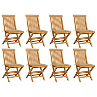 vidaXL Trädgårdsstolar med beige dynor 8 st massiv teak