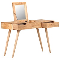 vidaXL Sminkbord med spegel 112x45x76 cm massivt mangoträ
