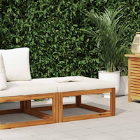 vidaXL Fotpall med gräddvit dyna massivt akaciaträ