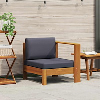 vidaXL Mittensits med 1 armstöd mörkgrå massivt akaciaträ