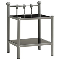 vidaXL Sängbord grå och svart 45x34,5x60,5 cm metall och glas