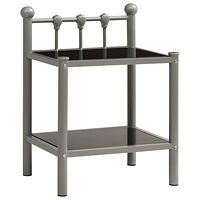 vidaXL Sängbord grå och svart 45x34,5x60,5 cm metall och glas