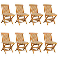 vidaXL Trädgårdsstolar med beige dynor 8 st massiv teak