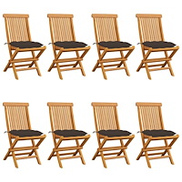 vidaXL Trädgårdsstolar med dynor taupe 8 st massiv teak