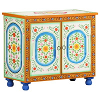 vidaXL Handmålad skänk 70x35x60 cm massivt mangoträ