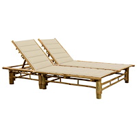 vidaXL Solsäng med dynor 2 personer bambu