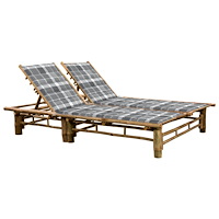 vidaXL Solsäng med dynor 2 personer bambu