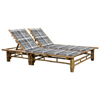 vidaXL Solsäng med dynor 2 personer bambu
