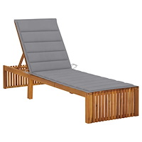 vidaXL Solsäng med dyna massivt akaciaträ