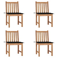 vidaXL Trädgårdsstolar 4 st med dynor massiv teak