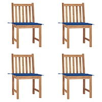 vidaXL Trädgårdsstolar 4 st med dynor massiv teak