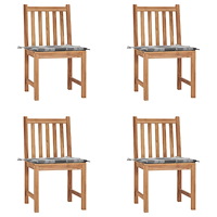 vidaXL Trädgårdsstolar 4 st med dynor massiv teak