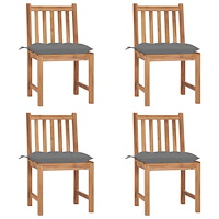 vidaXL Trädgårdsstolar 4 st med dynor massiv teak