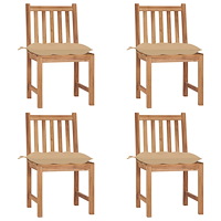 vidaXL Trädgårdsstolar 4 st med dynor massiv teak