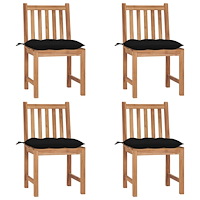vidaXL Trädgårdsstolar 4 st med dynor massiv teak