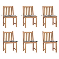 vidaXL Trädgårdsstolar 6 st med dynor massiv teak