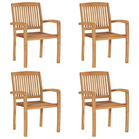 vidaXL Stapelbara trädgårdsstolar 4 st massiv teak