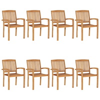 vidaXL Stapelbara trädgårdsstolar 8 st massiv teak