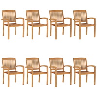 vidaXL Stapelbara trädgårdsstolar 8 st massiv teak