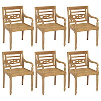 vidaXL Bataviastolar 6 st massiv teak