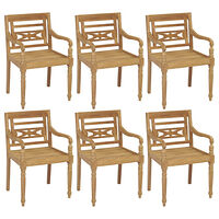 vidaXL Bataviastolar 6 st massiv teak