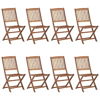 vidaXL Hopfällbara trädgårdsstolar 8 st massivt akaciaträ