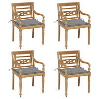 vidaXL Bataviastolar med dynor 4 st massiv teak
