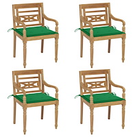 vidaXL Bataviastolar med dynor 4 st massiv teak
