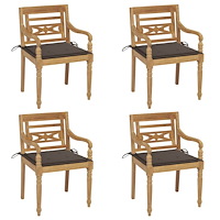 vidaXL Bataviastolar med dynor 4 st massiv teak