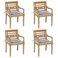 vidaXL Bataviastolar med dynor 4 st massiv teak