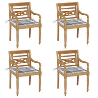 vidaXL Bataviastolar med dynor 4 st massiv teak