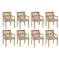 vidaXL Bataviastolar med dynor 8 st massiv teak