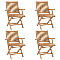 vidaXL Hopfällbara trädgårdsstolar 4 st massiv teak