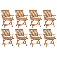 vidaXL Hopfällbara trädgårdsstolar 8 st massiv teak