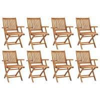 vidaXL Hopfällbara trädgårdsstolar 8 st massiv teak
